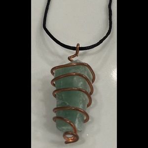 Polished Green Aventurine crystal piece with copper necklace